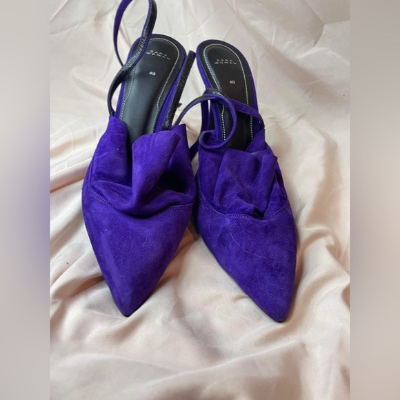 Zara rare 100% leather ruffled frill heels size 40 - Picture 4 of 8